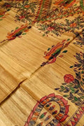 Pastel Hand Painted Madhubani Tussar Silk Saree - Luxurion World