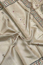 Pastel Madhubani Hand Painted Tussar Silk Saree - Luxurion World