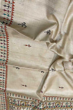 Pastel Madhubani Hand Painted Tussar Silk Saree - Luxurion World