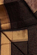 Elegant Black Maheshwari Checks Silk Saree - Luxurion World