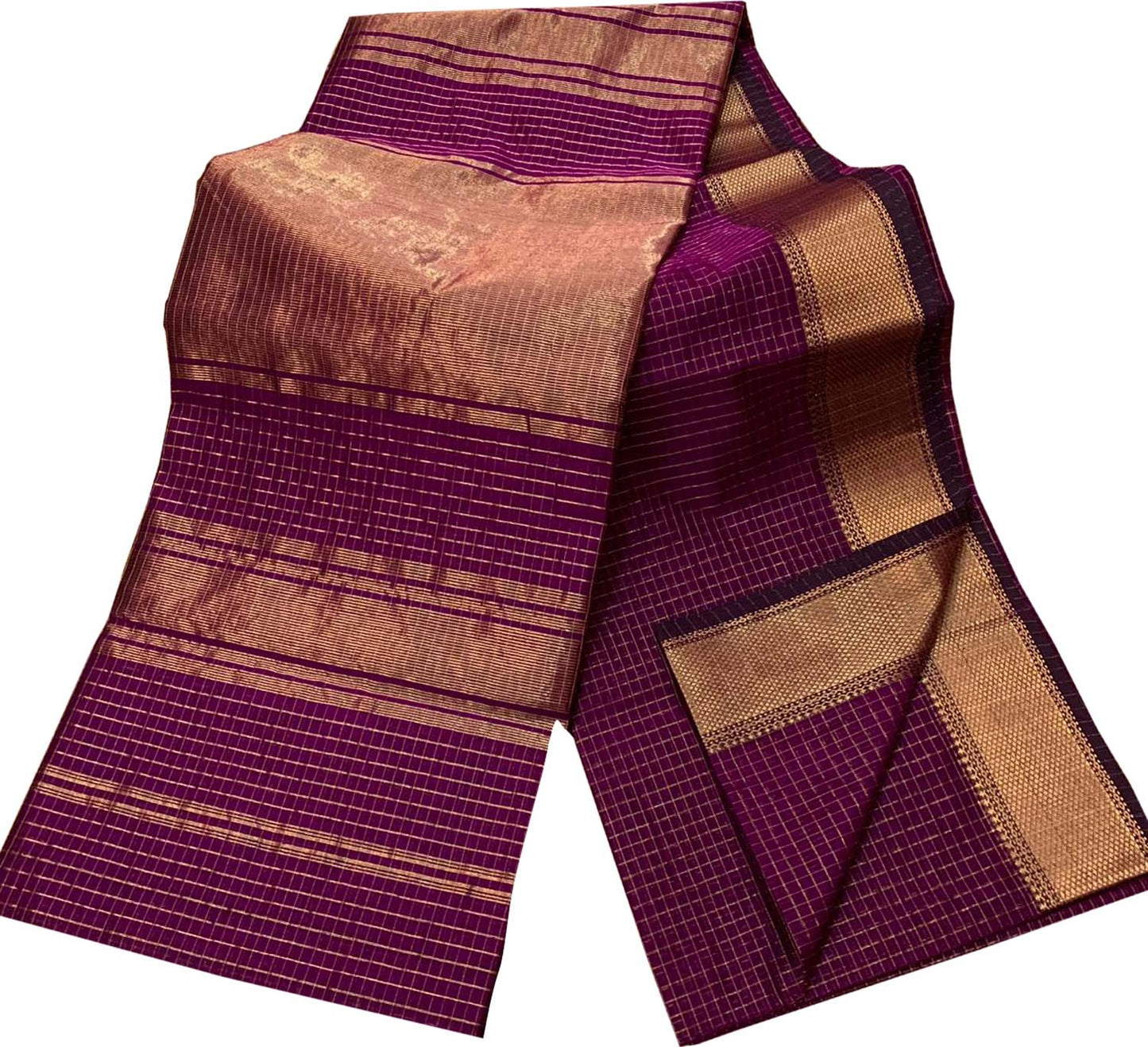Elegant Purple Checks Cotton Silk Saree - Luxurion World