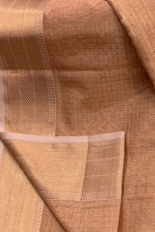 Pastel Maheshwari Handloom Checks Silk Saree - Luxurion World