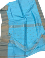 Elegant Blue Maheshwari Cotton Silk Saree - Luxurion World