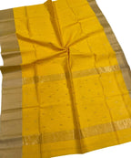 Yellow Maheshwari Handloom Saree: Elegant Cotton Silk - Luxurion World
