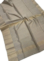 Elegant Grey Maheshwari Cotton Silk Saree - Luxurion World