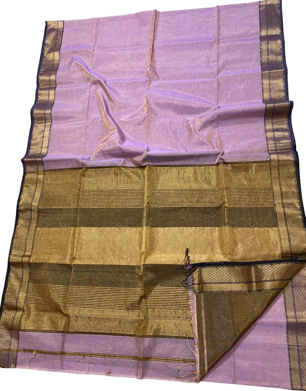 Stunning Pink Maheshwari Tissue Silk Saree - Luxurion World