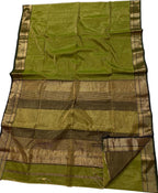 Stunning Green Maheshwari Tissue Silk Saree - Luxurion World