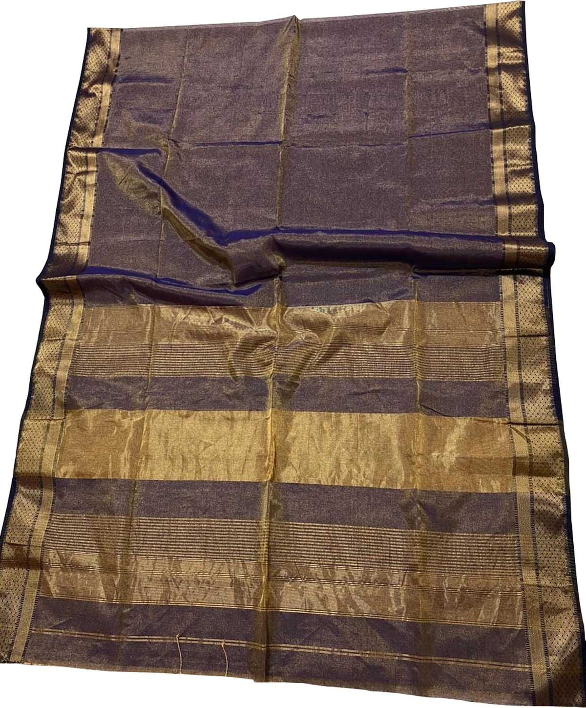 Handloom Tissue Silk Saree - Purple Maheshwari