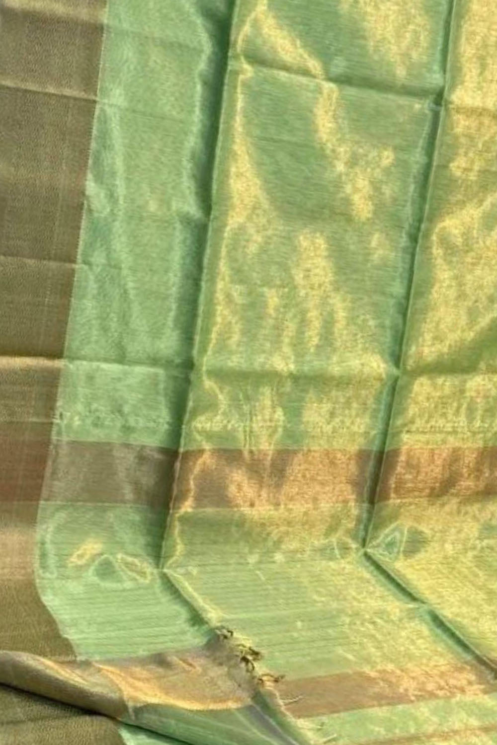 Green Maheshwari Tissue Silk Saree - Handloom Elegance - Luxurion World