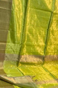 Green Maheshwari Tissue Silk Saree - Handloom Elegance - Luxurion World