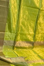Green Maheshwari Tissue Silk Saree - Handloom Elegance - Luxurion World