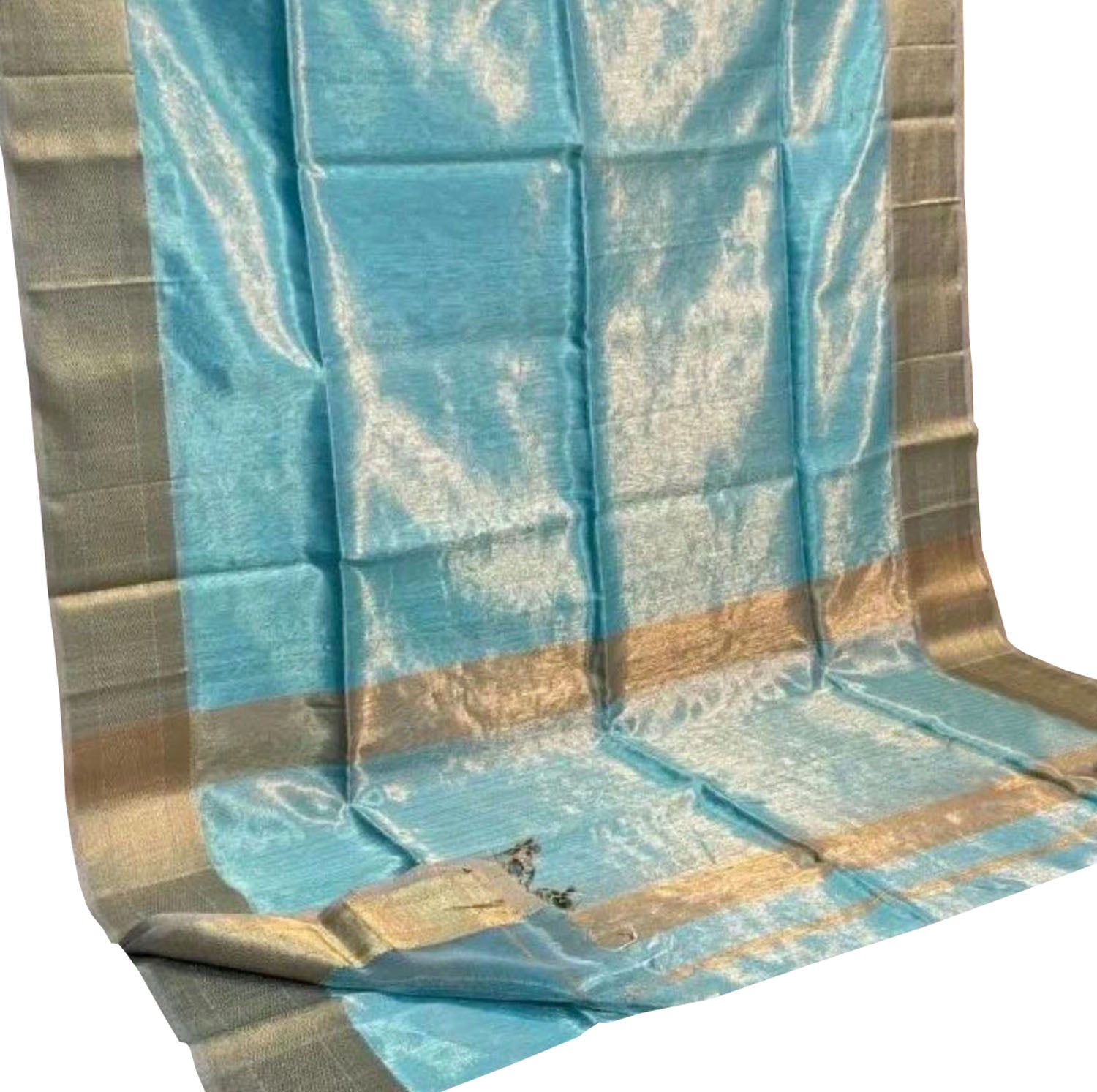 Blue Maheshwari Tissue Silk Saree - Handloom Elegance - Luxurion World