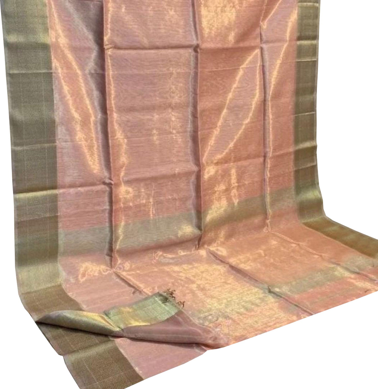 Elegant Pink Maheshwari Tissue Silk Saree - Luxurion World