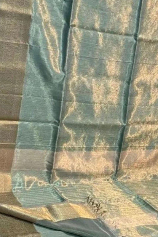 Elegant Blue Maheshwari Tissue Silk Saree - Luxurion World