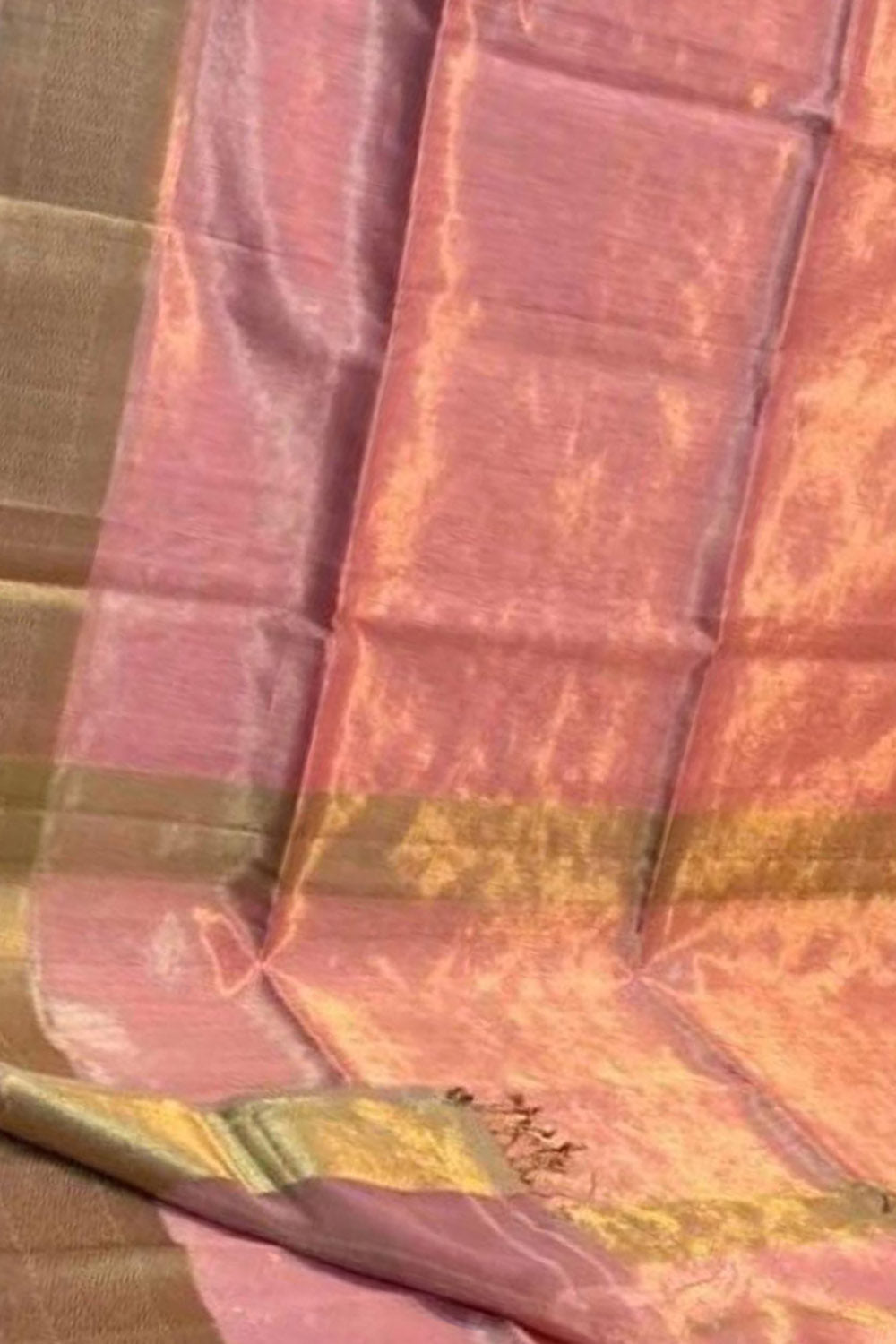 Elegant Pink Maheshwari Tissue Silk Saree - Luxurion World