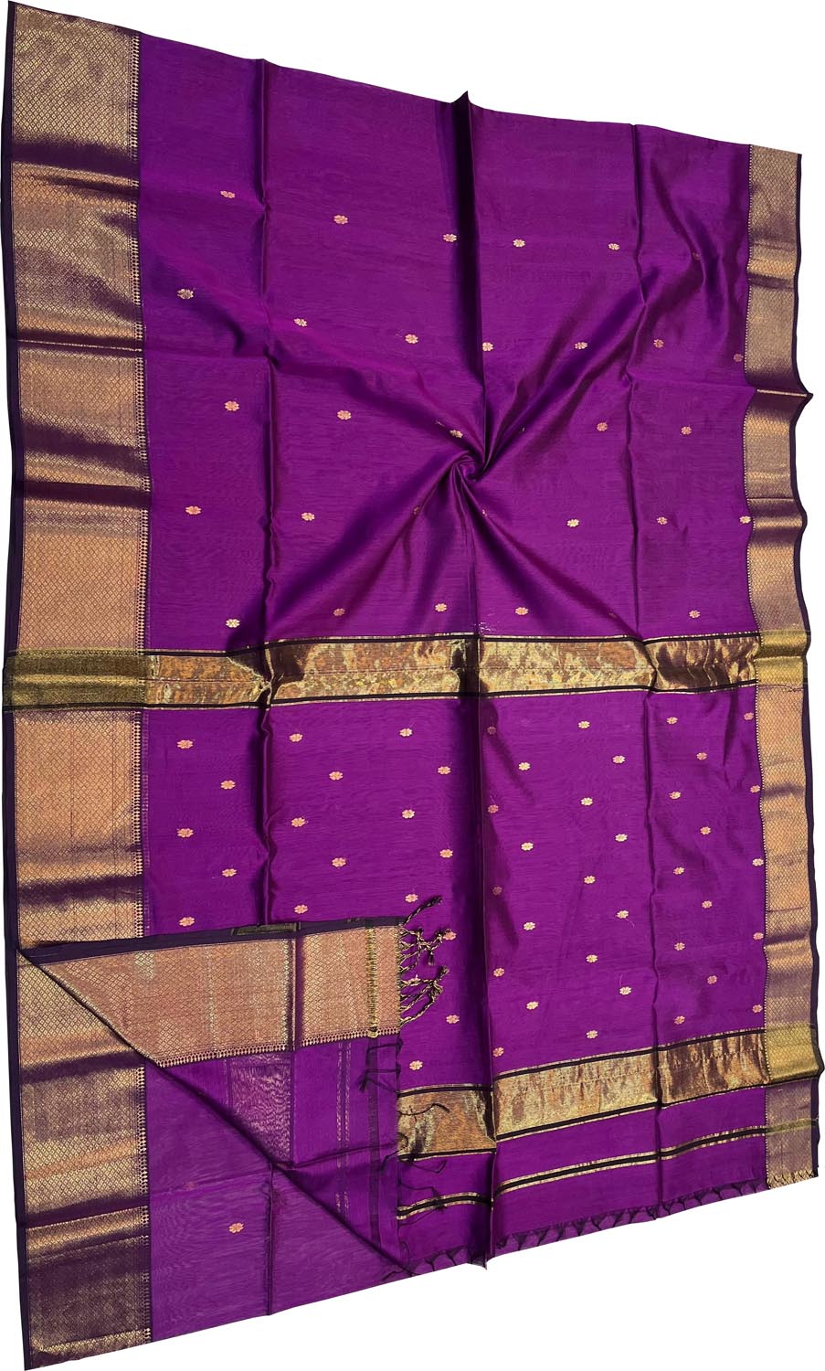 Stunning Purple Handloom Maheshwari Cotton Silk Saree - Luxurion World