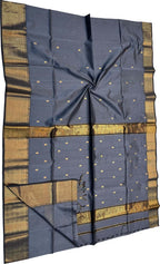 Elegant Grey Handloom Maheshwari Saree - Luxurion World