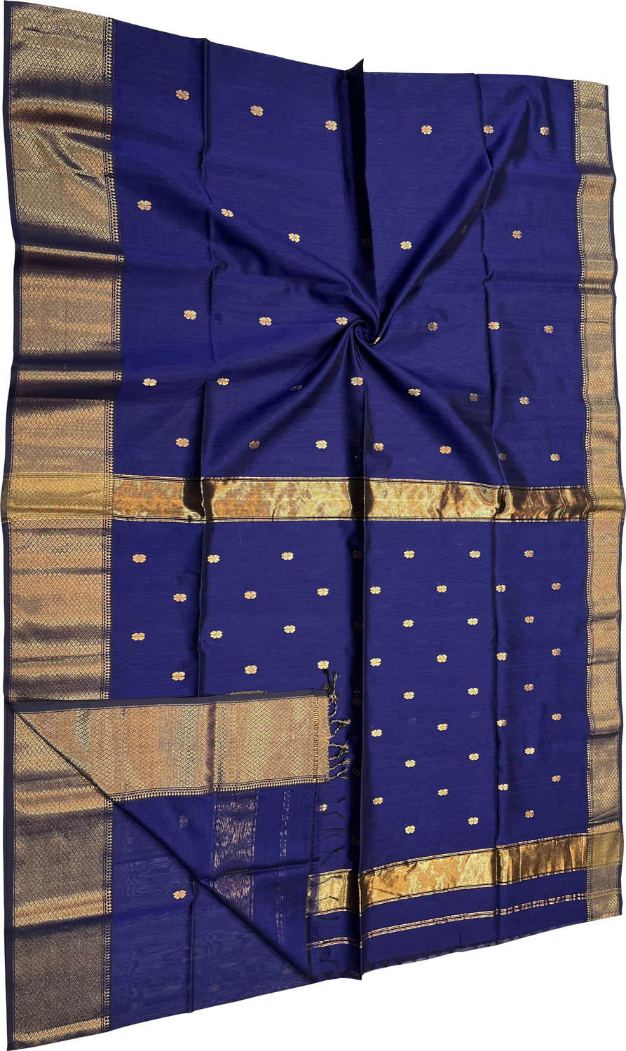 Stunning Blue Handloom Maheshwari Cotton Silk Saree - Luxurion World