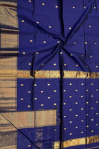 Stunning Blue Handloom Maheshwari Cotton Silk Saree - Luxurion World