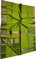 Ethically Made Green Maheshwari Silk Saree - Luxurion World