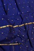 Blue Handloom Maheshwari Cotton Silk Saree - Luxurion World