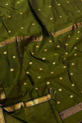 Green Handloom Maheshwari Cotton Silk Saree - Luxurion World