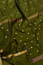 Green Handloom Maheshwari Cotton Silk Saree - Luxurion World