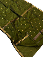 Green Handloom Maheshwari Cotton Silk Saree - Luxurion World