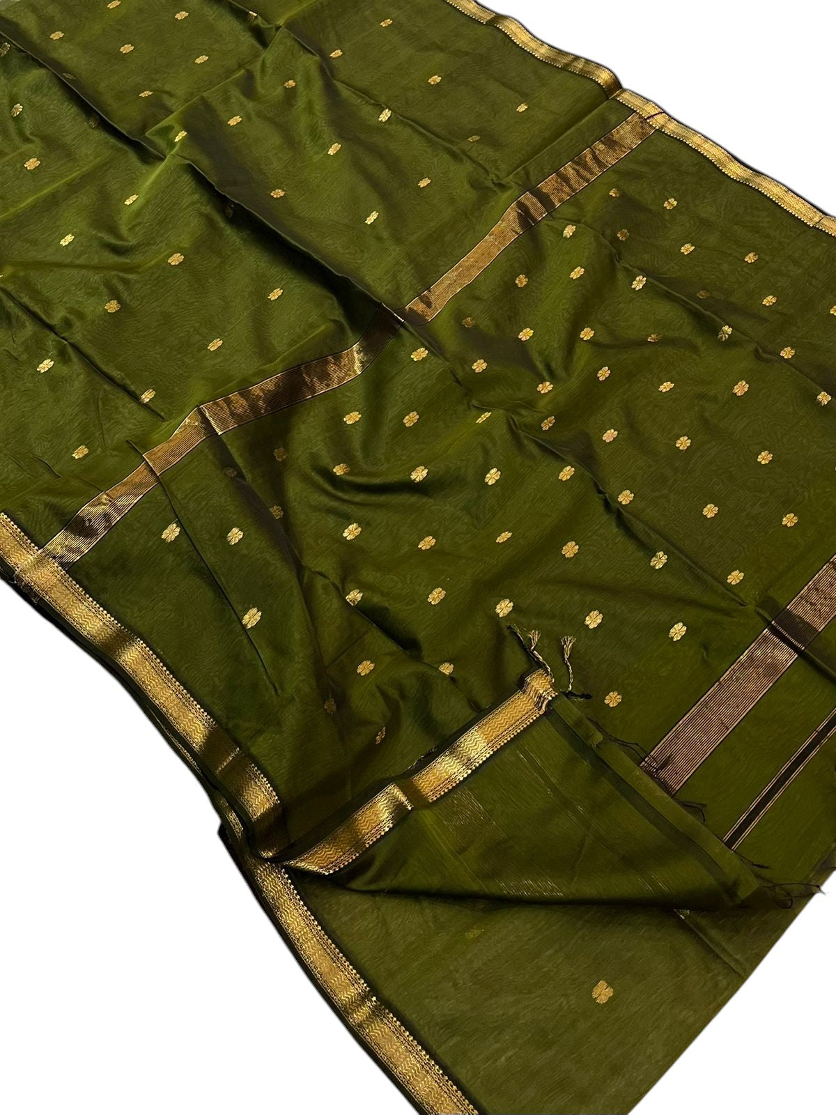 Green Handloom Maheshwari Cotton Silk Saree - Luxurion World