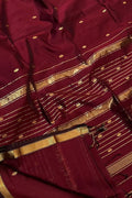 Maroon Handloom Maheshwari Cotton Silk Saree - Luxurion World