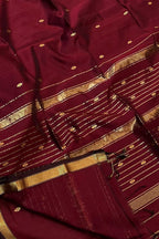 Maroon Handloom Maheshwari Cotton Silk Saree - Luxurion World