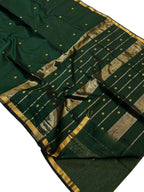 Green Handloom Maheshwari Cotton Silk Saree - Luxurion World