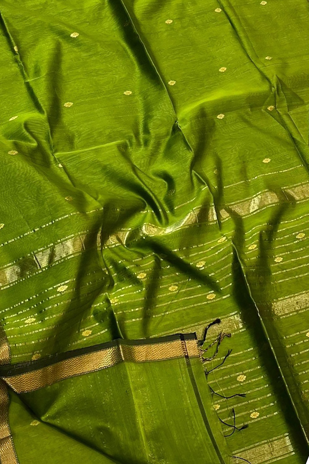Green Handloom Maheshwari Cotton Silk Saree - Luxurion World