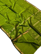 Green Handloom Maheshwari Cotton Silk Saree - Luxurion World