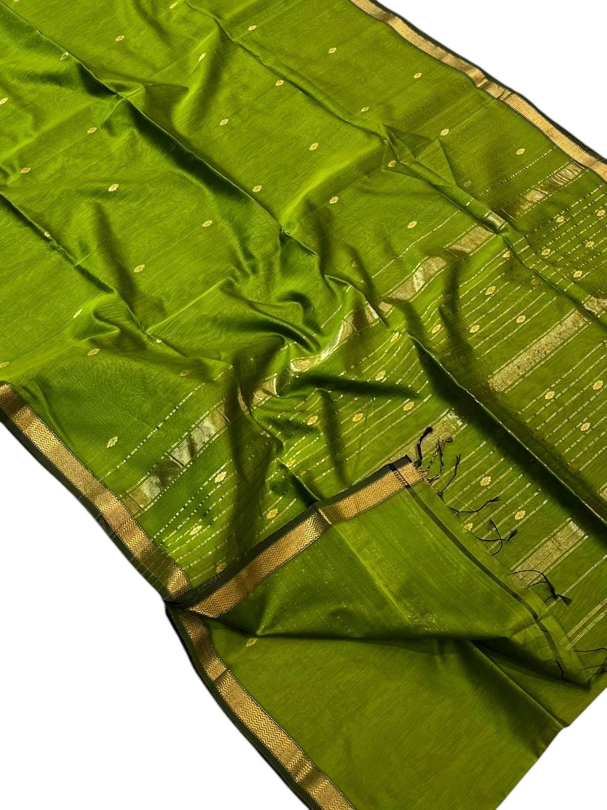 Green Handloom Maheshwari Cotton Silk Saree - Luxurion World