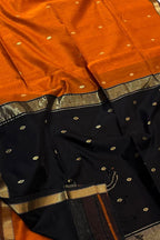 Orange Handloom Maheshwari Cotton Silk Saree - Luxurion World