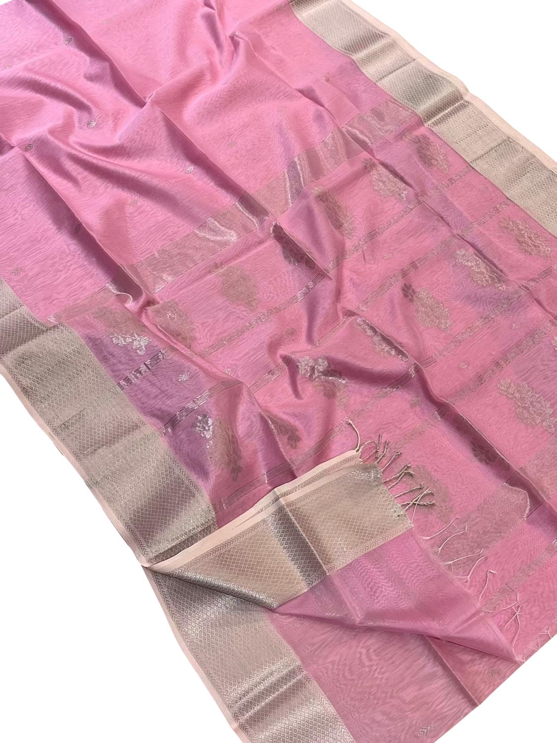 Pink Handloom Maheshwari Cotton Silk Saree
