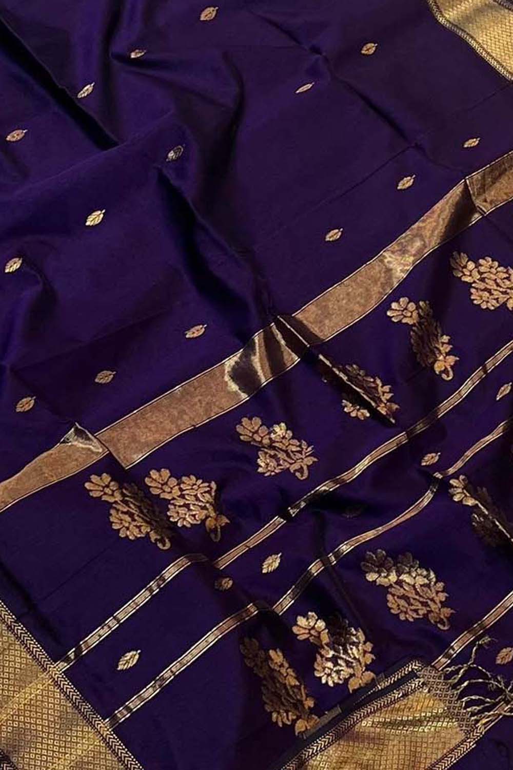 Blue Handloom Maheshwari Cotton Silk Saree