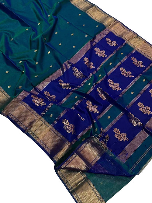 Green Handloom Maheshwari Cotton Silk Saree