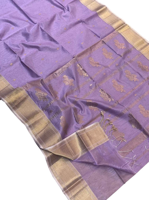 Purple Handloom Maheshwari Cotton Silk Saree