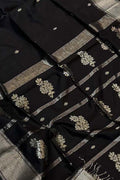 Black Handloom Maheshwari Cotton Silk Saree