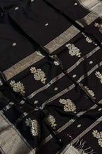Black Handloom Maheshwari Cotton Silk Saree