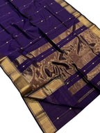 Blue Handloom Maheshwari Cotton Silk Saree