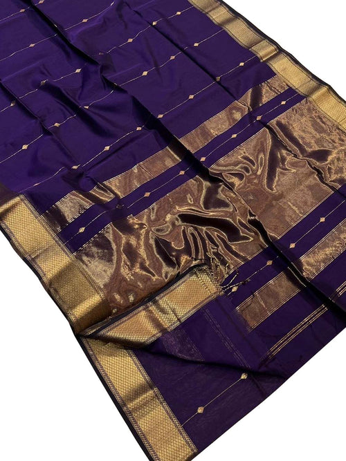 Blue Handloom Maheshwari Cotton Silk Saree