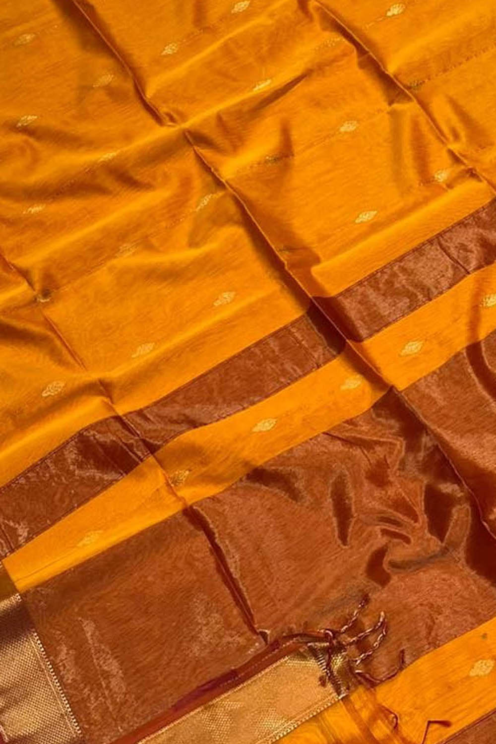 Yellow Handloom Maheshwari Cotton Silk Saree