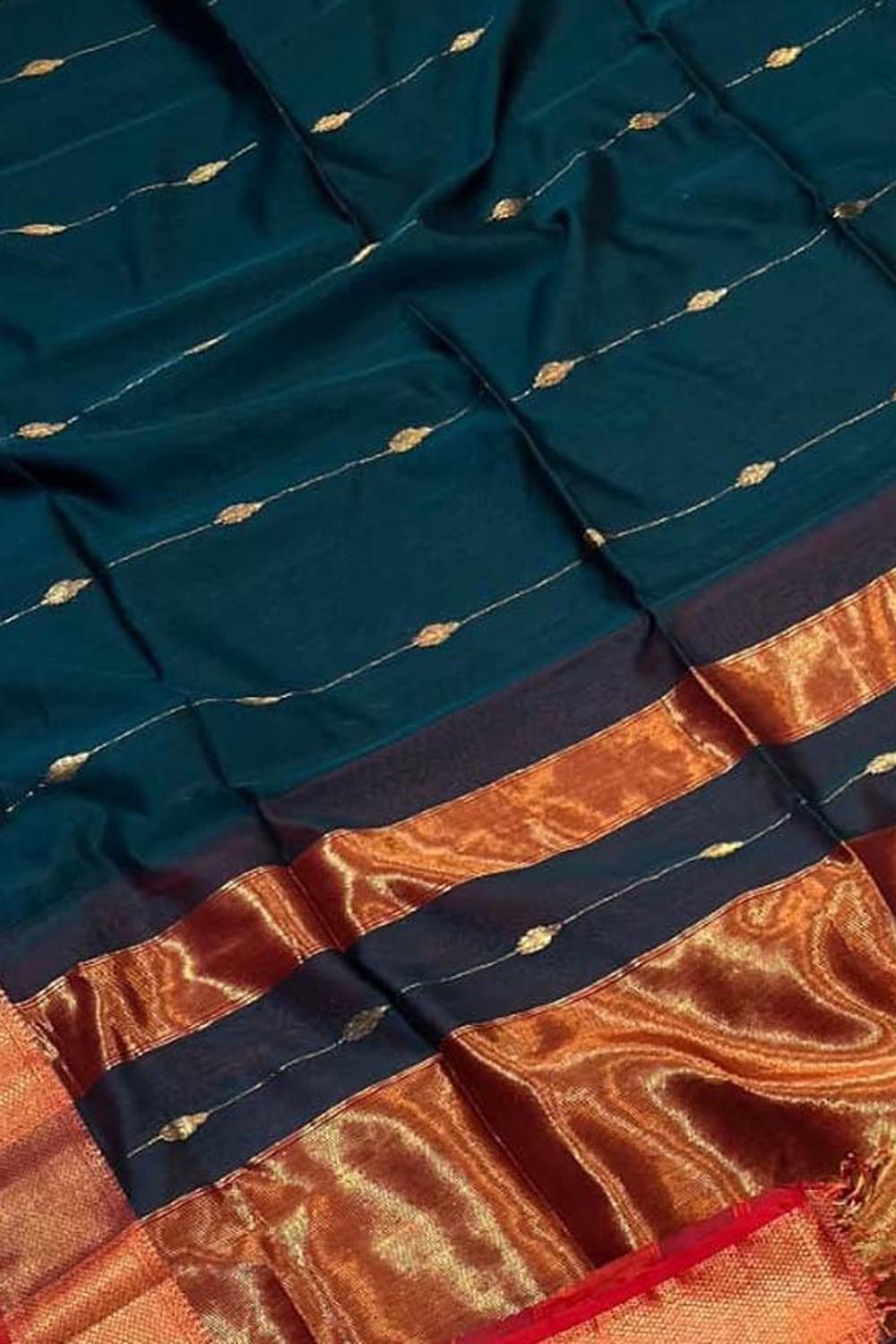 Green Handloom Maheshwari Cotton Silk Saree