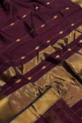 Maroon Handloom Maheshwari Cotton Silk Saree