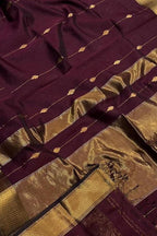 Maroon Handloom Maheshwari Cotton Silk Saree