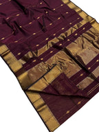 Maroon Handloom Maheshwari Cotton Silk Saree