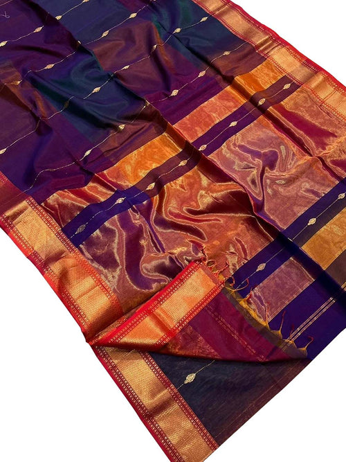 Blue Handloom Maheshwari Cotton Silk Saree